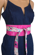 Floral Reversible Obi Belt: Handmade Cotton Wrap Waist Cincher