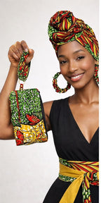 African Print Headwrap, Clutch & Earrings Set – Handmade Ankara Matching Set
