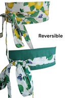 Lemon Print Obi Belt: Reversible Cotton Wrap Sash