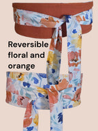 Reversible Floral Watercolor Obi Belt: Handmade Cotton Wrap Belt