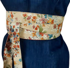 Reversible Obi Belt: Floral & Terracotta Cotton Wrap Waist Cincher