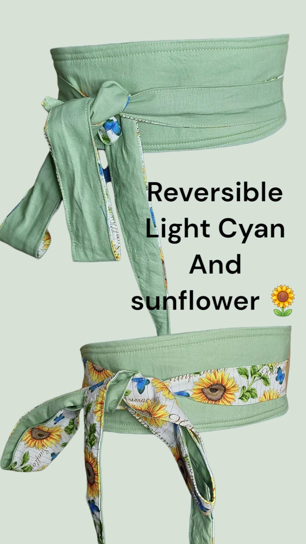 Reversible Sunflower Obi Belt – Handmade Wrap Belt with Yellow & Floral Cotton