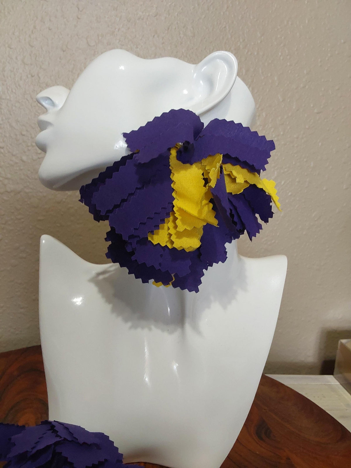 Purple & Yellow Fabric Tassel Earrings – Handmade African Cotton Boho Chic Jewelry