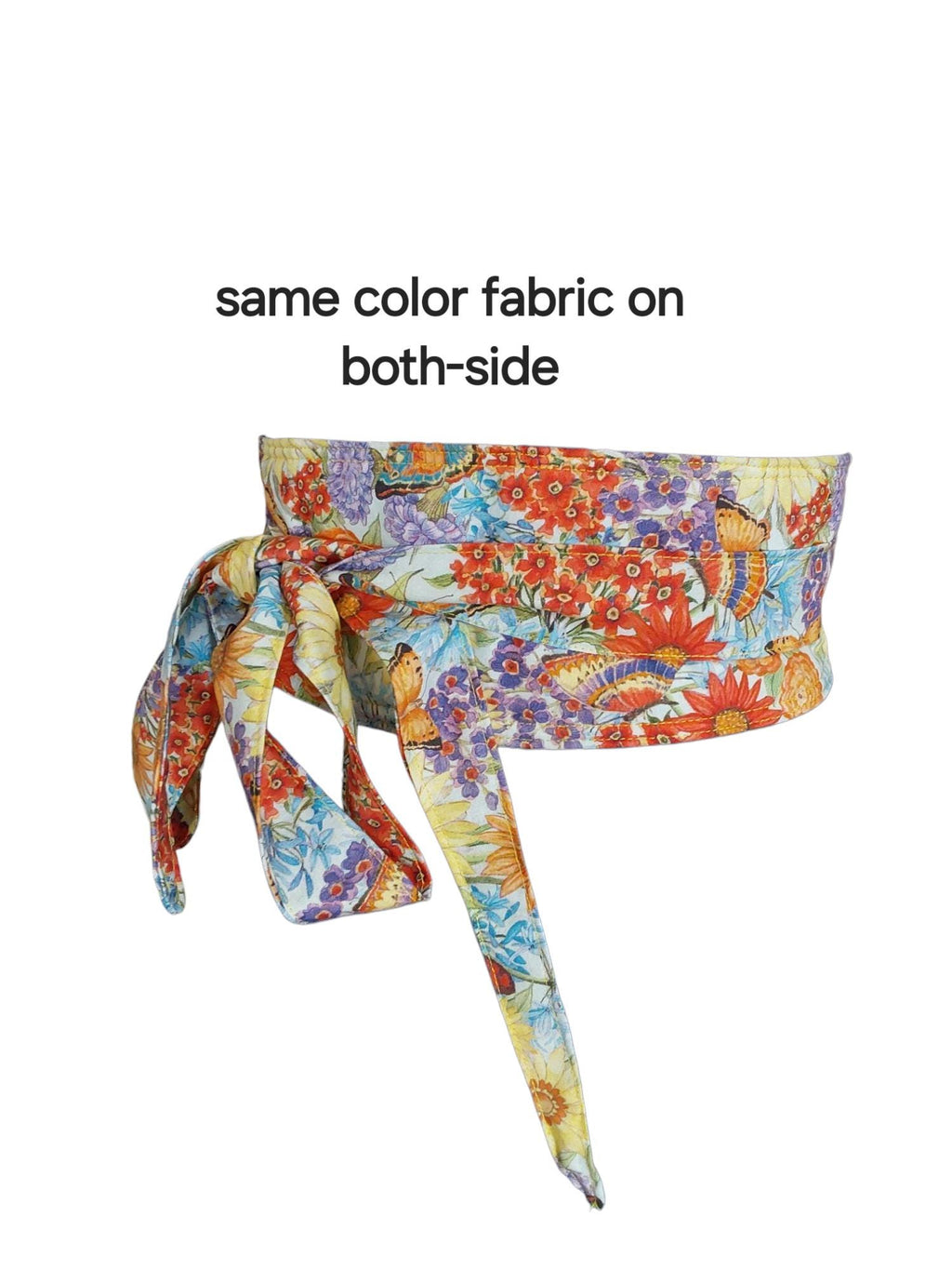Handmade Floral Print Wrap Belt: Vibrant Cotton Boho Obi Waist Tie