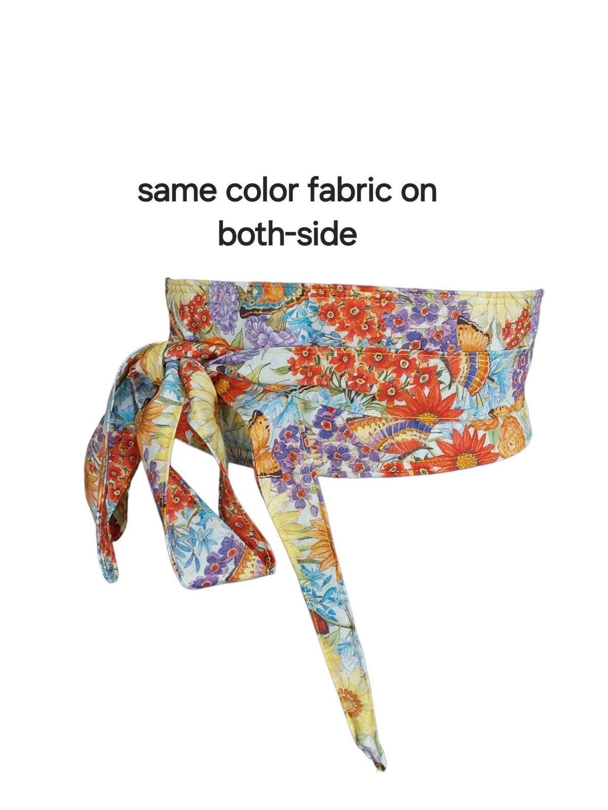 Handmade Floral Print Wrap Belt: Vibrant Cotton Boho Obi Waist Tie