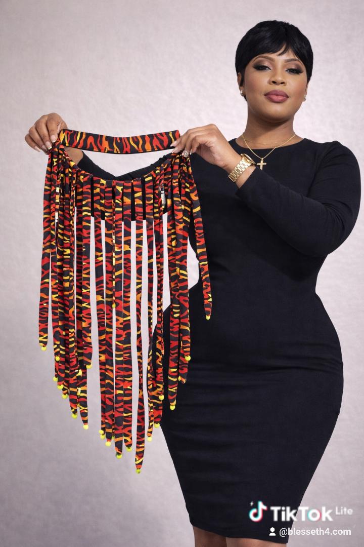 Handmade African Print Fabric Strip Necklace: Beaded Statement Jewelry