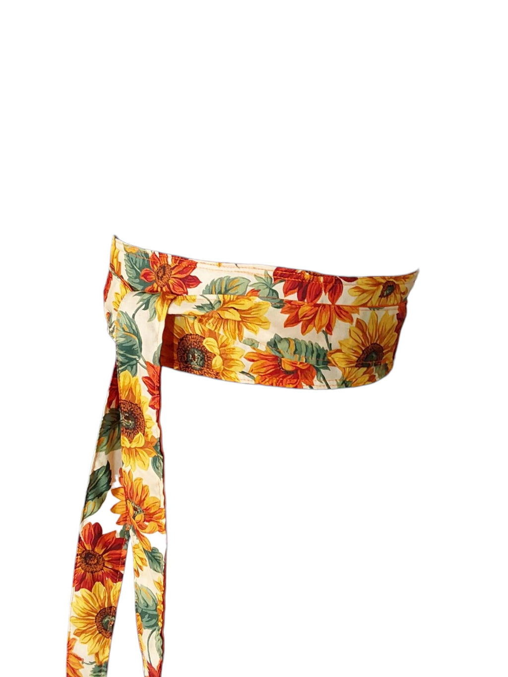 Reversible Sunflower Obi Belt: Handmade Cotton Wrap Waist Sash