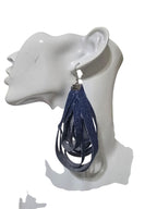 Handmade Layered Denim Necklace and Earring Set, Eco-Friendly Statement Jewelry