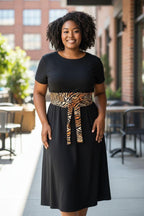 Handmade Tiger Print Cotton Obi Belt -  Waist Tie