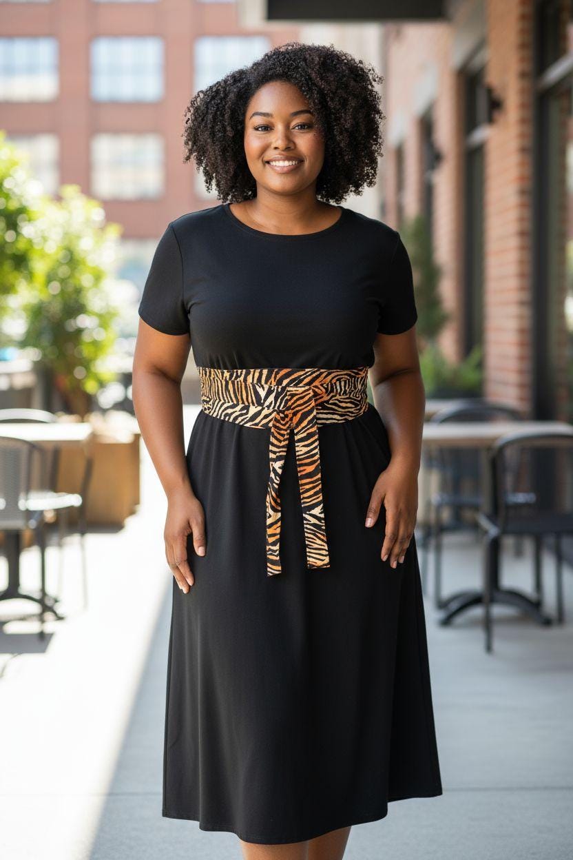Handmade Tiger Print Cotton Obi Belt -  Waist Tie
