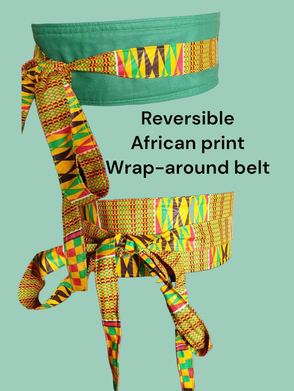 Handmade Kente Print Wrap Belt – Vibrant African Waist Belt – Cultural Elegance Collection